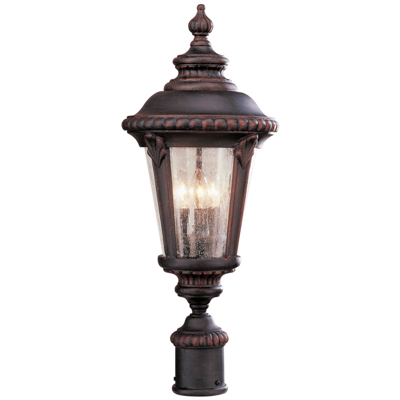 Trans Globe Lighting 5047 RT 3 Light Post Lantern in Rust